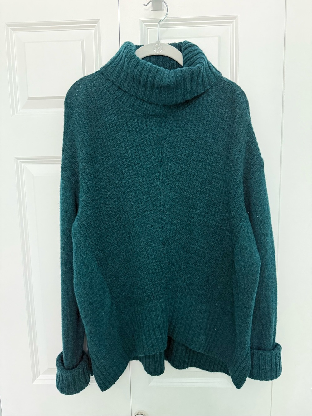 Anthropologie Moth: Cozy Teal Turtleneck Oversized Women's Sweater